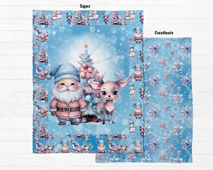 Pastel Xmas Santa Blue Blanket Panel